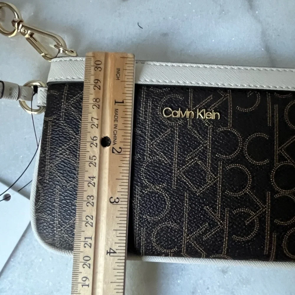 Calvin Klein wristlet wallet brown logo